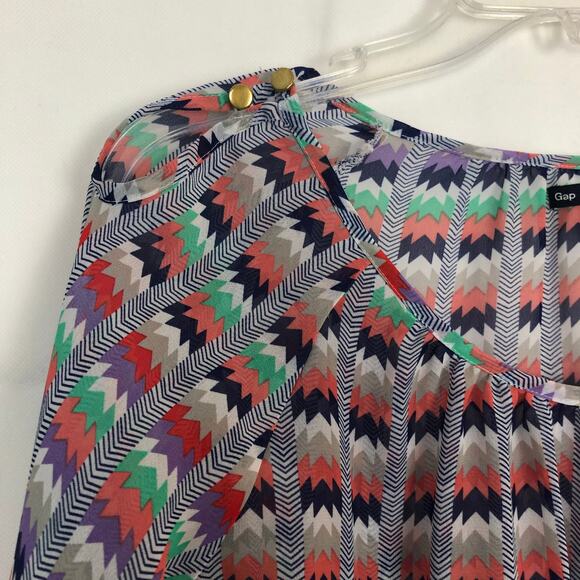 Gap Multicolor 3/4 Balloon Sleeves Scoop Neck Top Size M - Picture 4 of 11